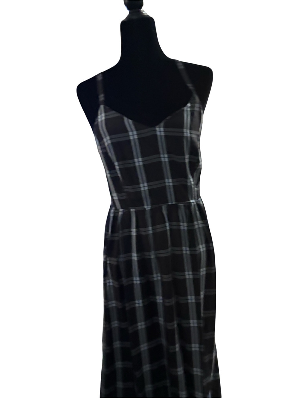 Old Navy Black and White Plaid Spaghetti Strap Dress